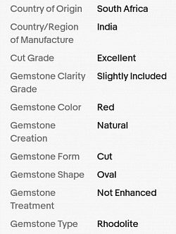 • Gemstone information.