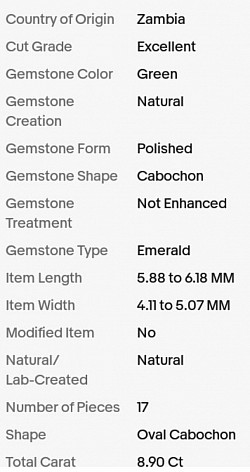 • Oval Emeralds Specifications.