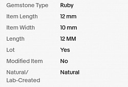 • Gemstone Specifications.