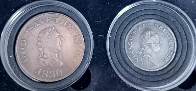 🔹 1830 George IIII IOM Accommodation Token & 1786 George III IOM Half Penny.