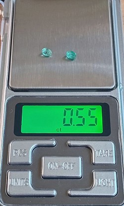 • 0.55 ct High Clarity Emeralds.